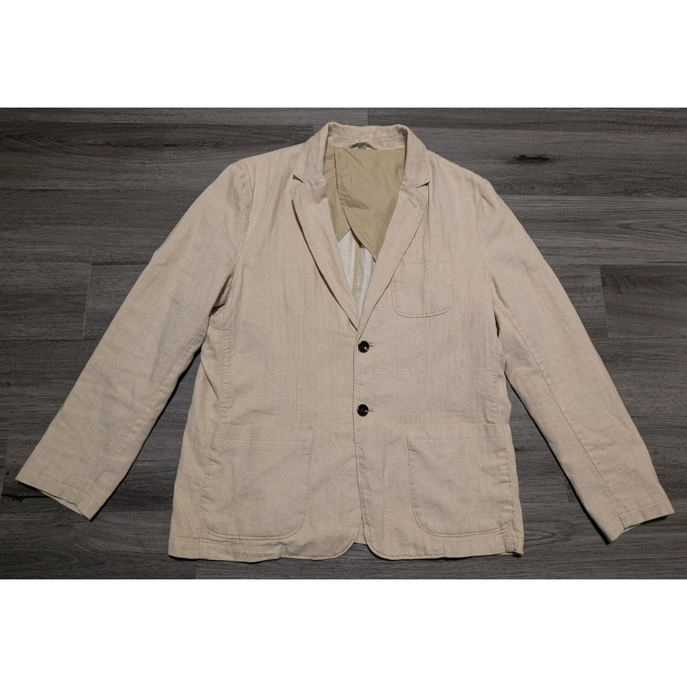 Goodfellow Men's Tan Linen Cotton 2 Button Herringbone Sports Coat Size L or 48R